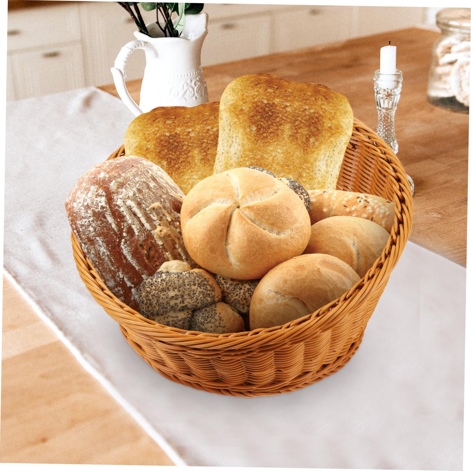 Gatuida Cestino da Tavolo Intrecciato in Finta Rattan per Organizer Cucina, Contenitore per Riporre Oggetti, Design Decorativo