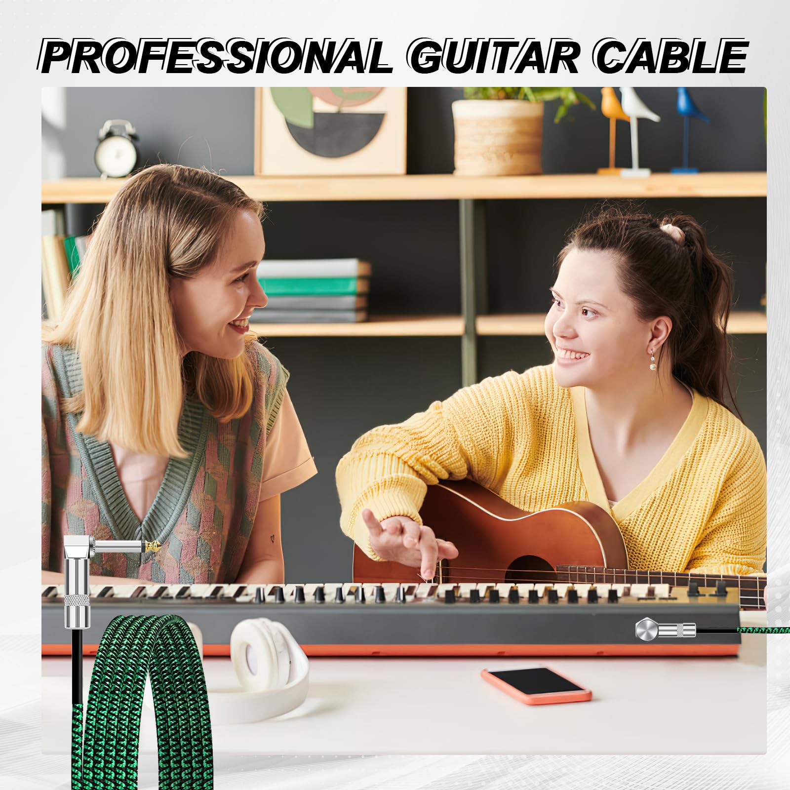 LYCN 8 Pack 3.0 m Instrumentenkabel, E-Gitarre Instrumentenkabel Farbe Cord Bass Zubehör Kabel Tweed Tuch Kabel für E-Gitarre, Bass, Keyboard, Mixer, Verstärker, Lautsprecher