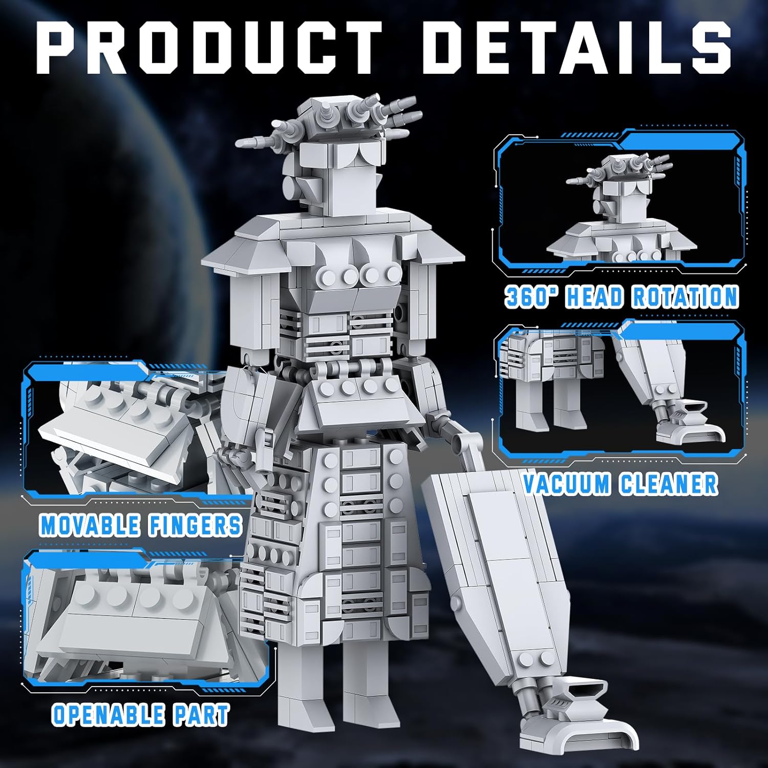 Mega Maid Spaceball I Creative Building Set with Mini Eagle 5, Space Movie Car Robot Model Building Kit, Christmas Birthday Toy Gift for Fans Teens Kids 8+
