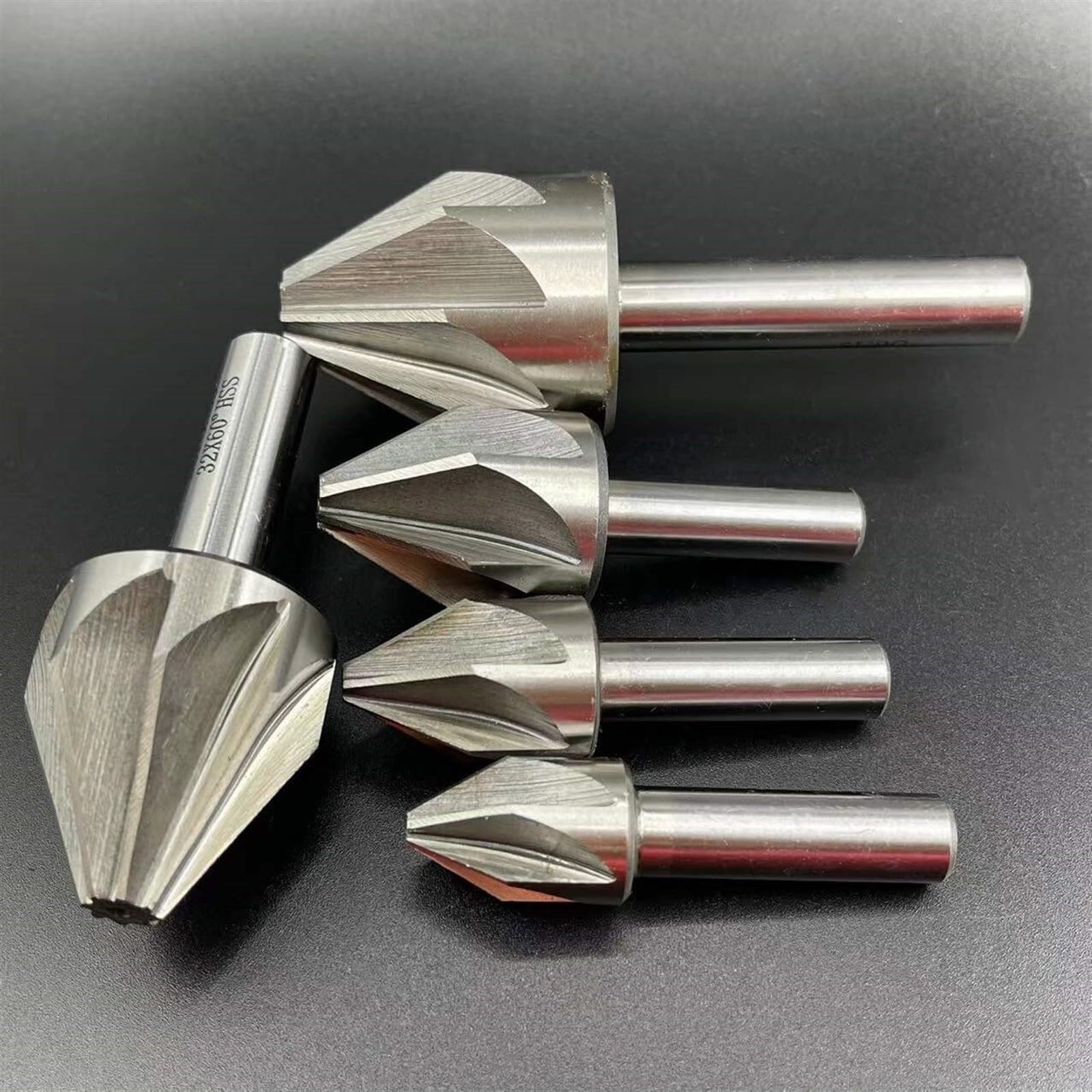 1 foret à fraiser HSS de 6 à 50 mm de diamètre, fraise à chanfreiner à 60 degrés, 6 cannelures/8 cannelures, tige ronde, fraise à chanfreiner for métal, bois et plastique(50mm 60 degrees)