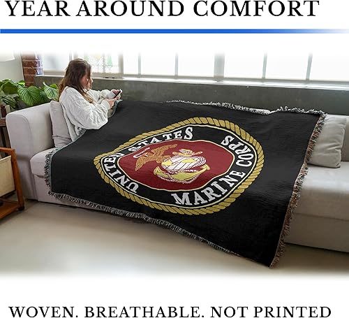 Miniatura 4 de Pure Country Weavers Cobija de 100 % algodón tejido, soldado del ejército, tapiz de pared con flecos de algodón (72 x 54) fabricado en Estados Unidos