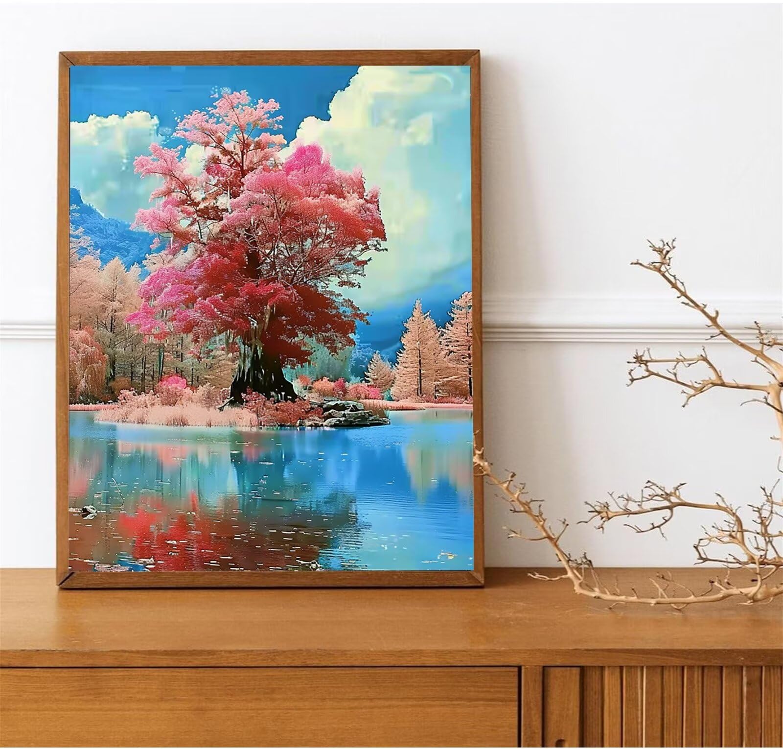 Malen Nach Zahlen Erwachsene Kinder Anfänger DIY Handgemalt Ölgemälde auf Leinwand Kit für Home Deko oder Geburtstag Weihnachten Geschenk Mit Farbe und Pinsel, Flüstern Herbst 60x80cm (mit Rahmen)