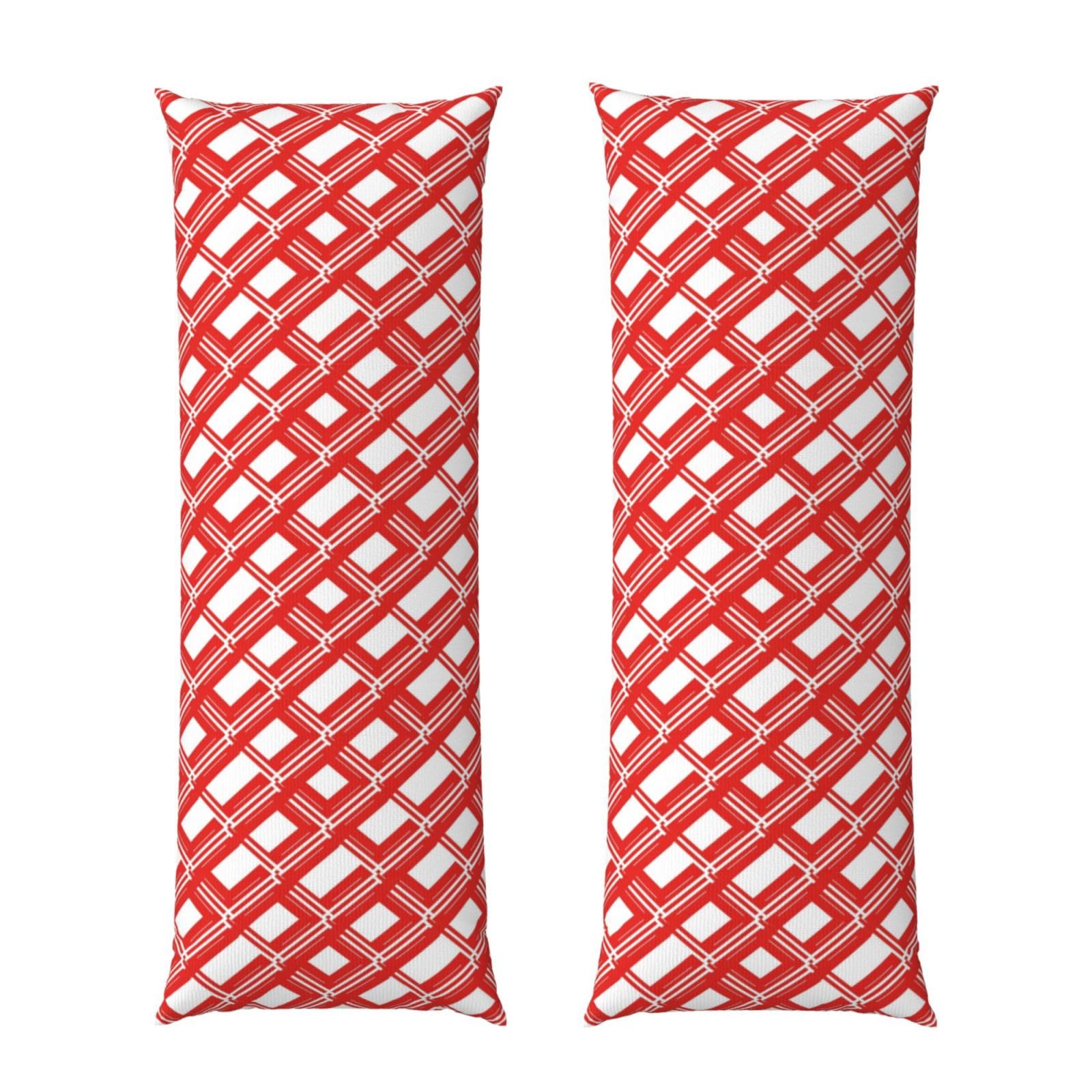 Body Pillow Cover 20x60 Christmas Red Stripes Candy Cane, Premium Velvet Long Pillowcase with Hidden Zipper, Breathableffy Rectangular Case for Bedroom Home