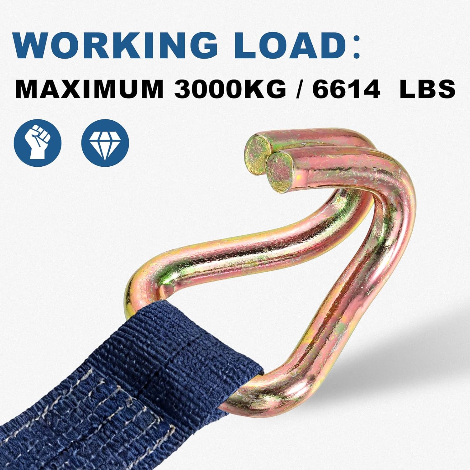 uxcell 8Pcs Double J Hook Hook, 9mm Dia 6614 lbs Ratchet Strap Tie Down Hook for 1.5" Tie Down Straps Wedding, Cars Trucks Trailers, Double Row Hooks Binder Accessories