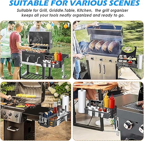 Miniatura 6 de YORKING Organizador de parrilla para parrillas Blackstone de 17"22"28"36", organizador de barbacoa que ahorra espacio, accesorios de barbacoa,