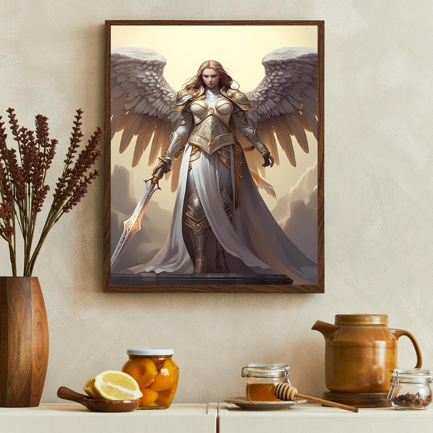 NSUAJOF Diamond Painting Kits DIY Full Round Drill an Angel in Armor Soft Canvas Personalized Design, 5D Art - Home Wall Decor & Great Gift for Family Friends 20x30 Inch