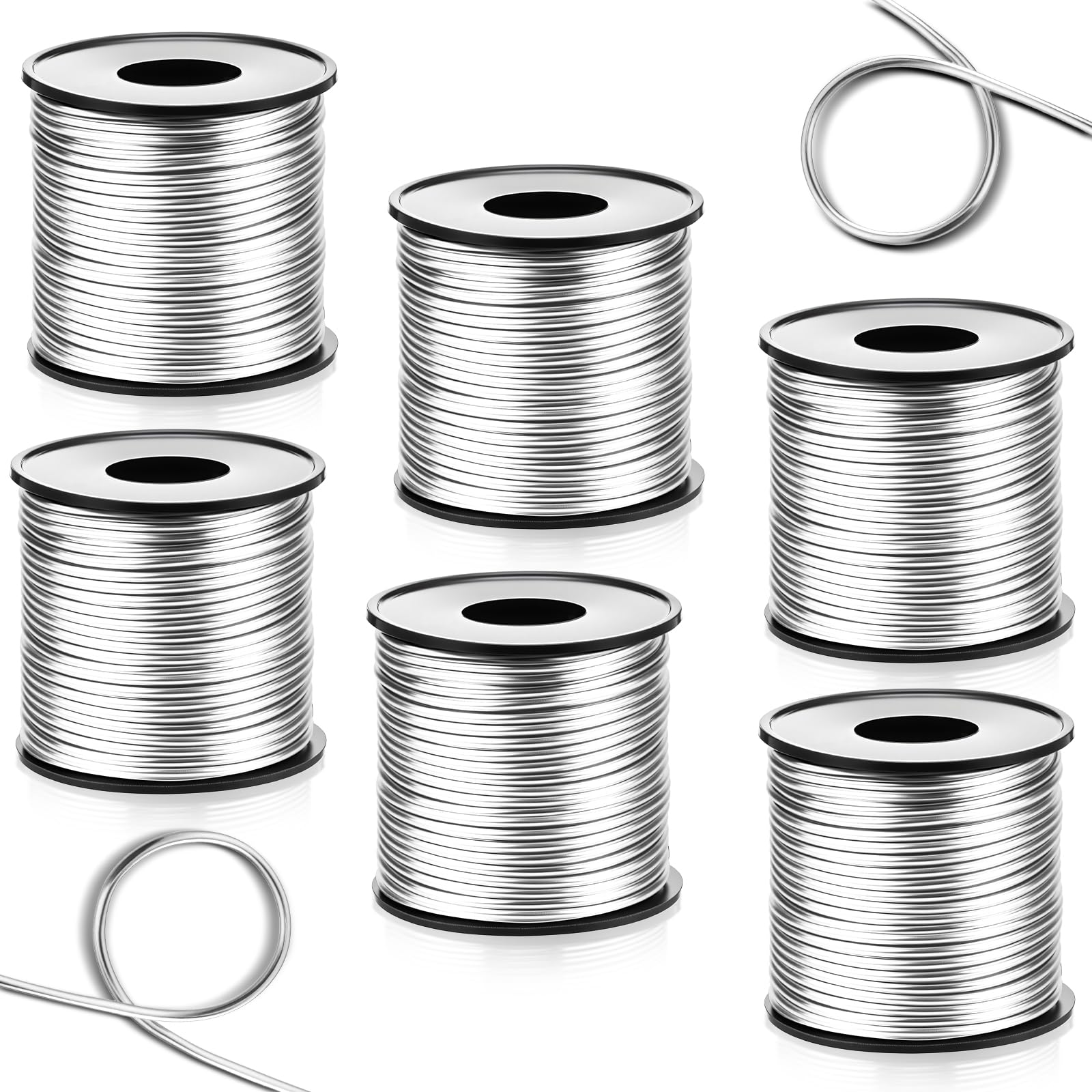 Gisafai 6 Roll 12 Gauge Aluminum Wire for Crafts 100 Feet 2 mm Metal Bendable Aluminum Wire for Jewelry Making, DIY Crafts, Wreath Making, Beading,