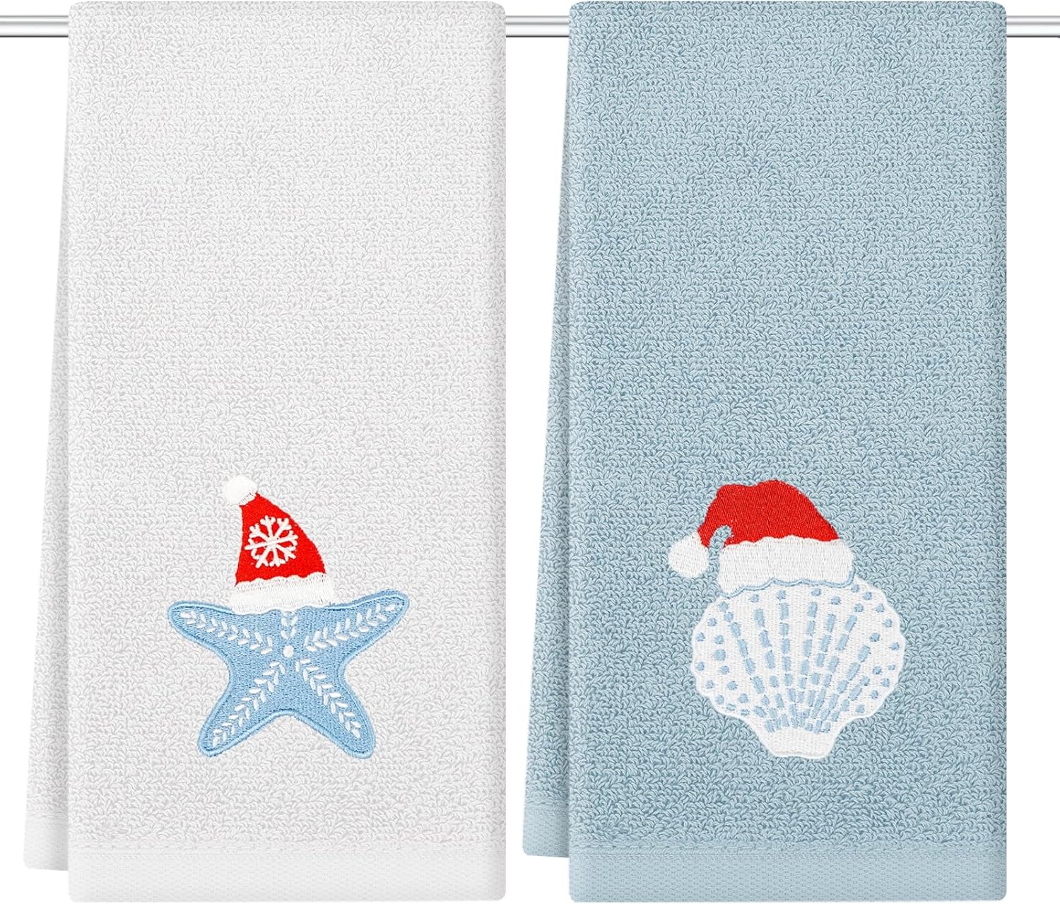 Coastal Christmas Decor Beach Hand Towels 13x29 Inch 100% Cotton Dish Towels Drying Kitchen Towels Home Bathroom Kitchen Decorations (Coastal)