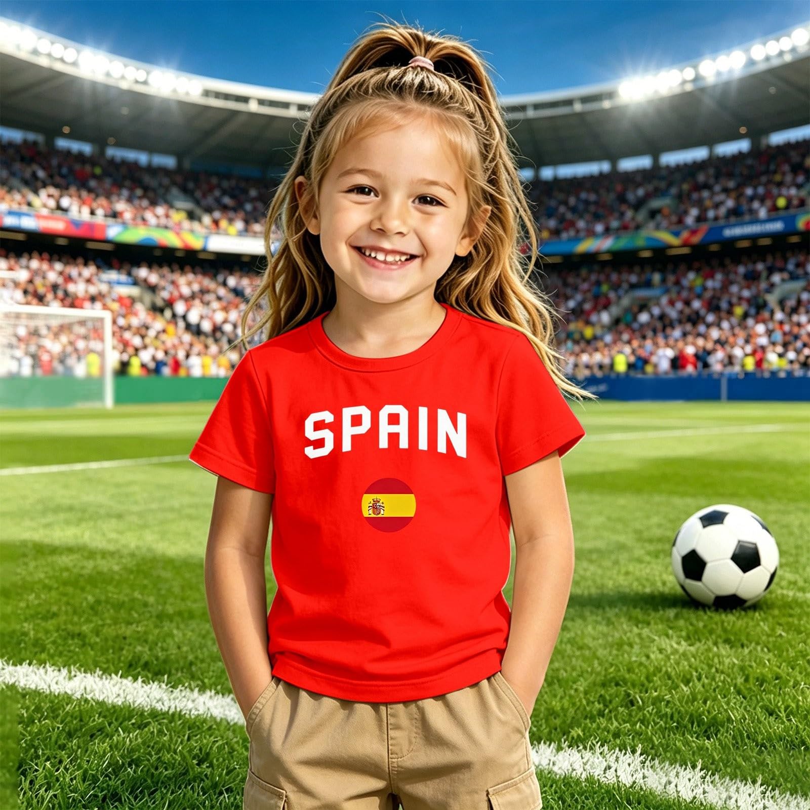 Camiseta Futbol EspañA,Camiseta Infantil De Manga Corta con Cuello Redondo para NiñOs Y NiñAs Ropa Juvenil para Aficionados Prenda Ligera E Informal