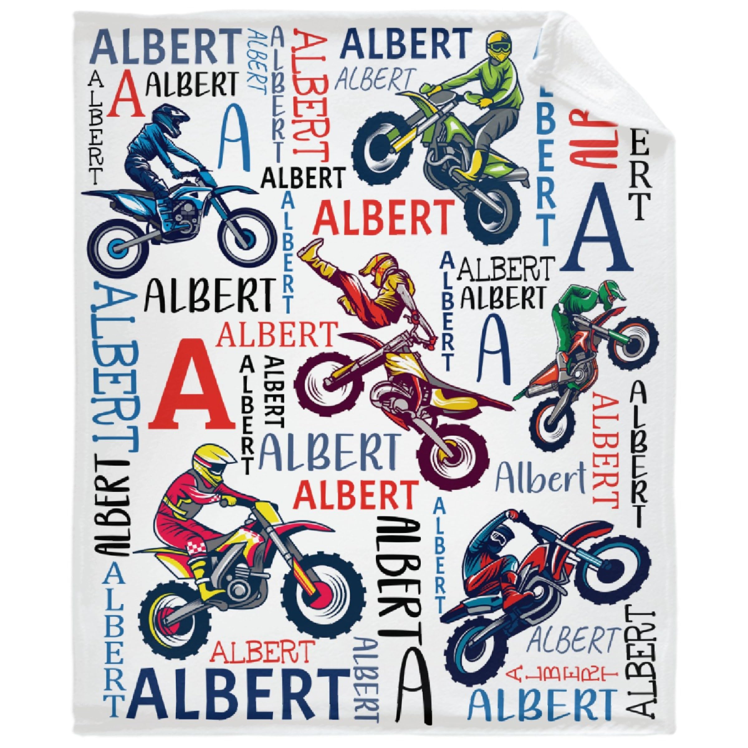 Personalized Motorcycle Dirt Bike Blanket Custom Motorcycle Blanket