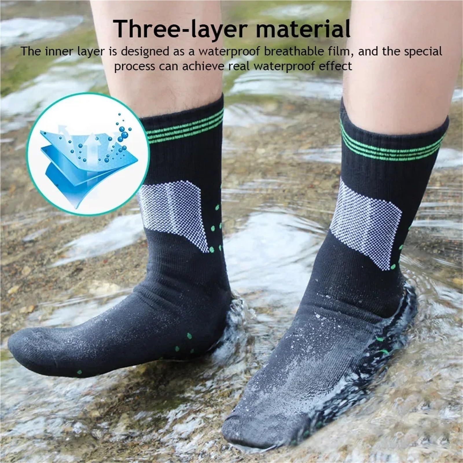 Chaussettes d'extérieur imperméables et Respirantes for randonnée, Camping, Cyclisme, Glisse, Neige, Absorbant la Transpiration