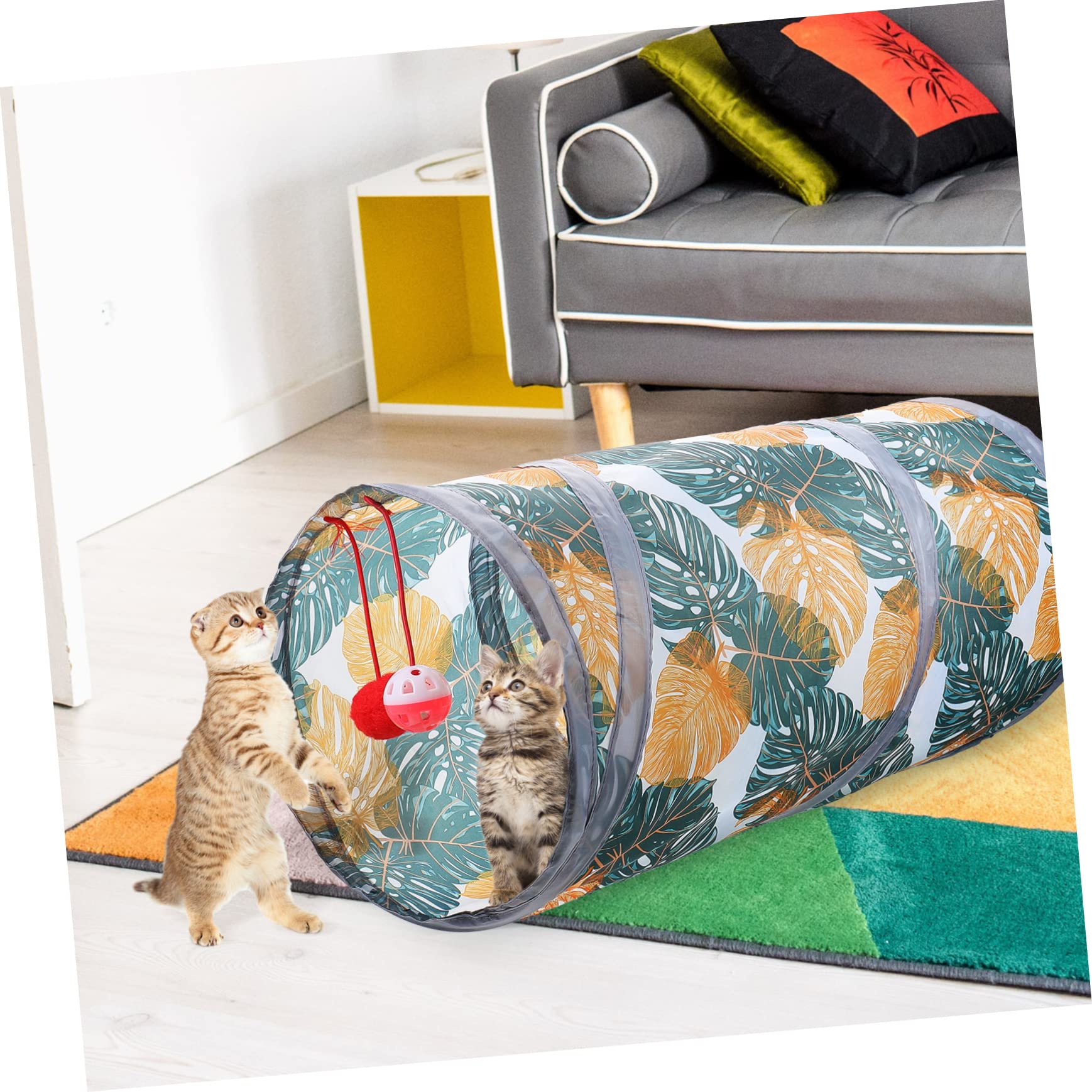 Mipcase 3pezzi Tunnel Pieghevole Per Gatti Gioco Interattivo Poliestere Accessorio Per Gatti Indoor Riparo Caldo Per Esercizio e Riposo