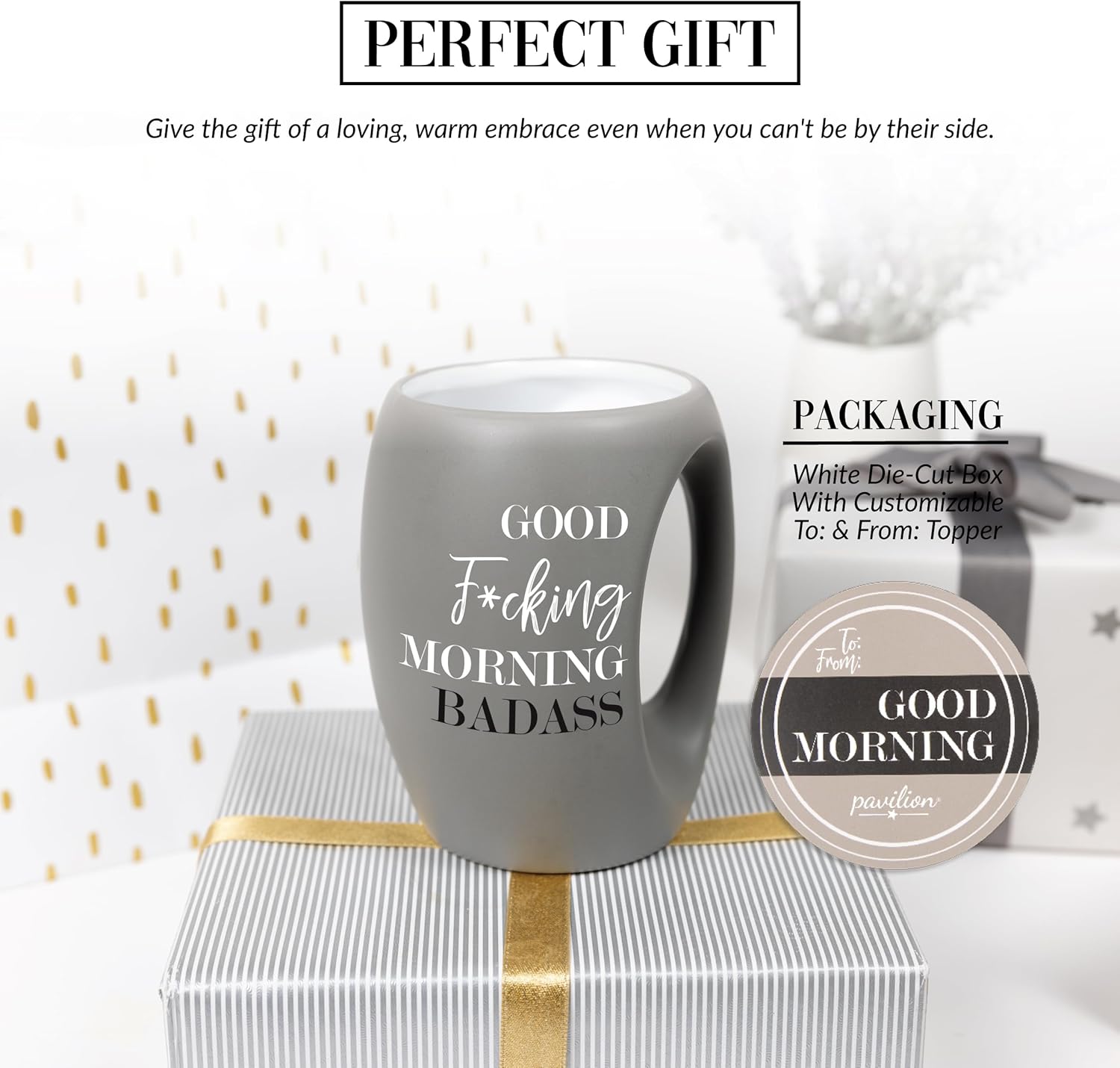 Pavilion Gift Company - Good Fucking Morning Badass - 16 oz Handwarming Coffee Tea Cup Mug Drinkware Husband Boyfriend Groom-To Be - Image 3