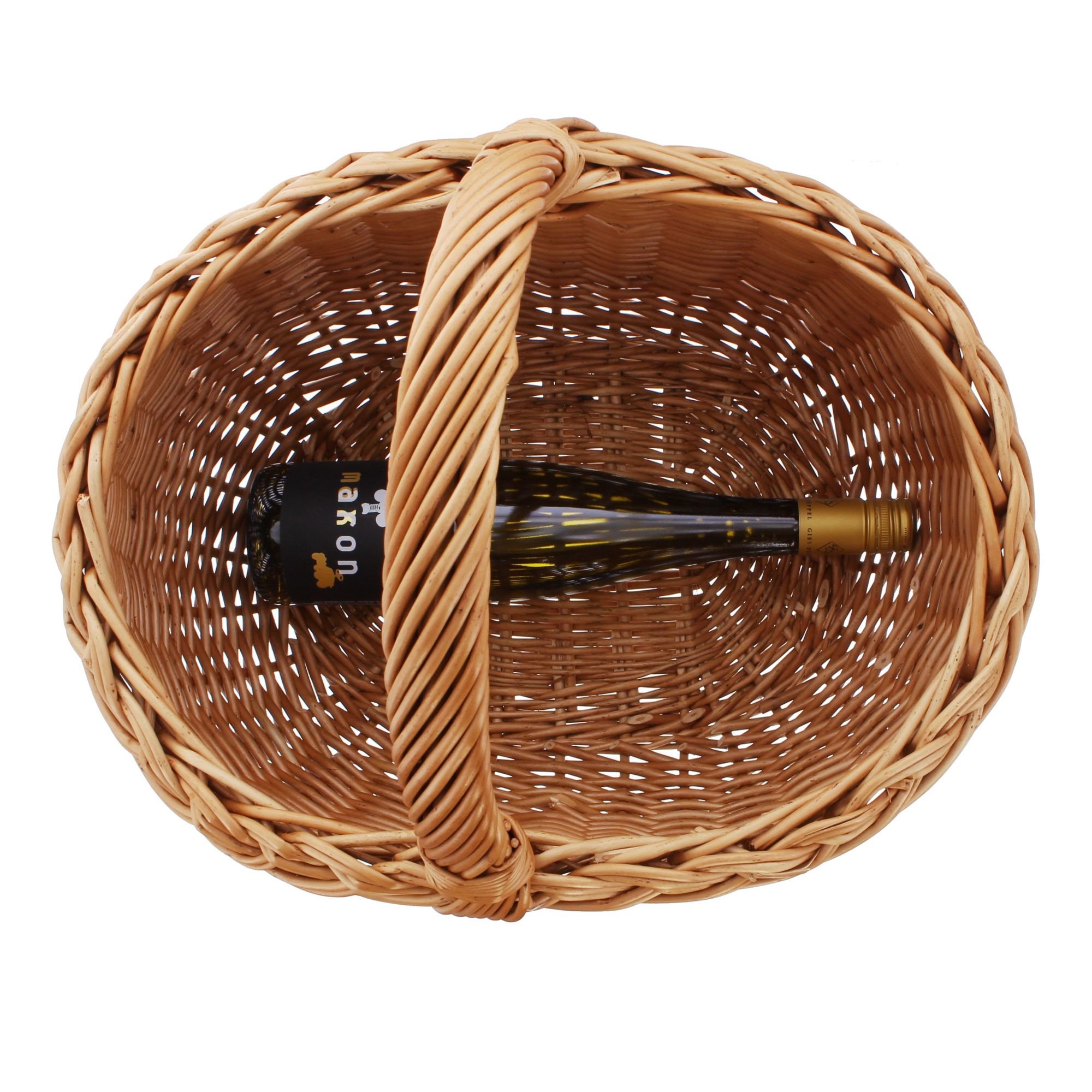 Cesta de la compra, mimbre natural trenzado solidement, borde trenzado