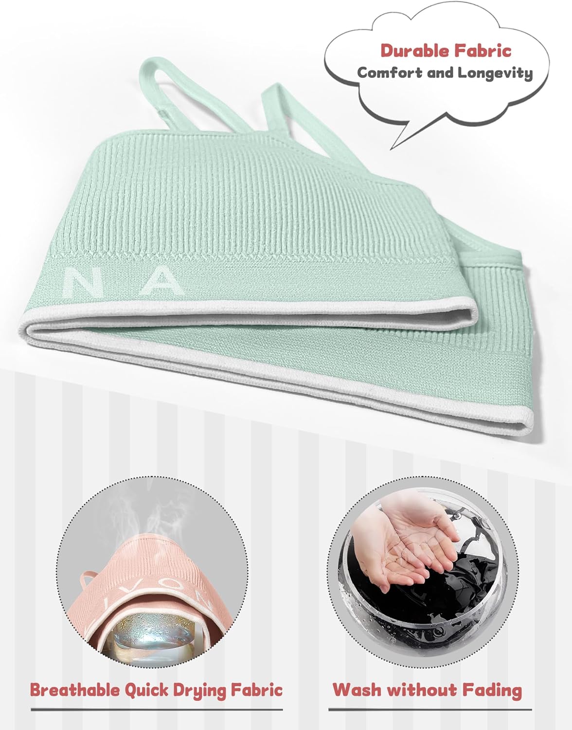 Girls Sports Bras, Breathable Adjustable Training Bras, Padded Everyday Bra Bralette,Crop Cami Tank Top (6-14)