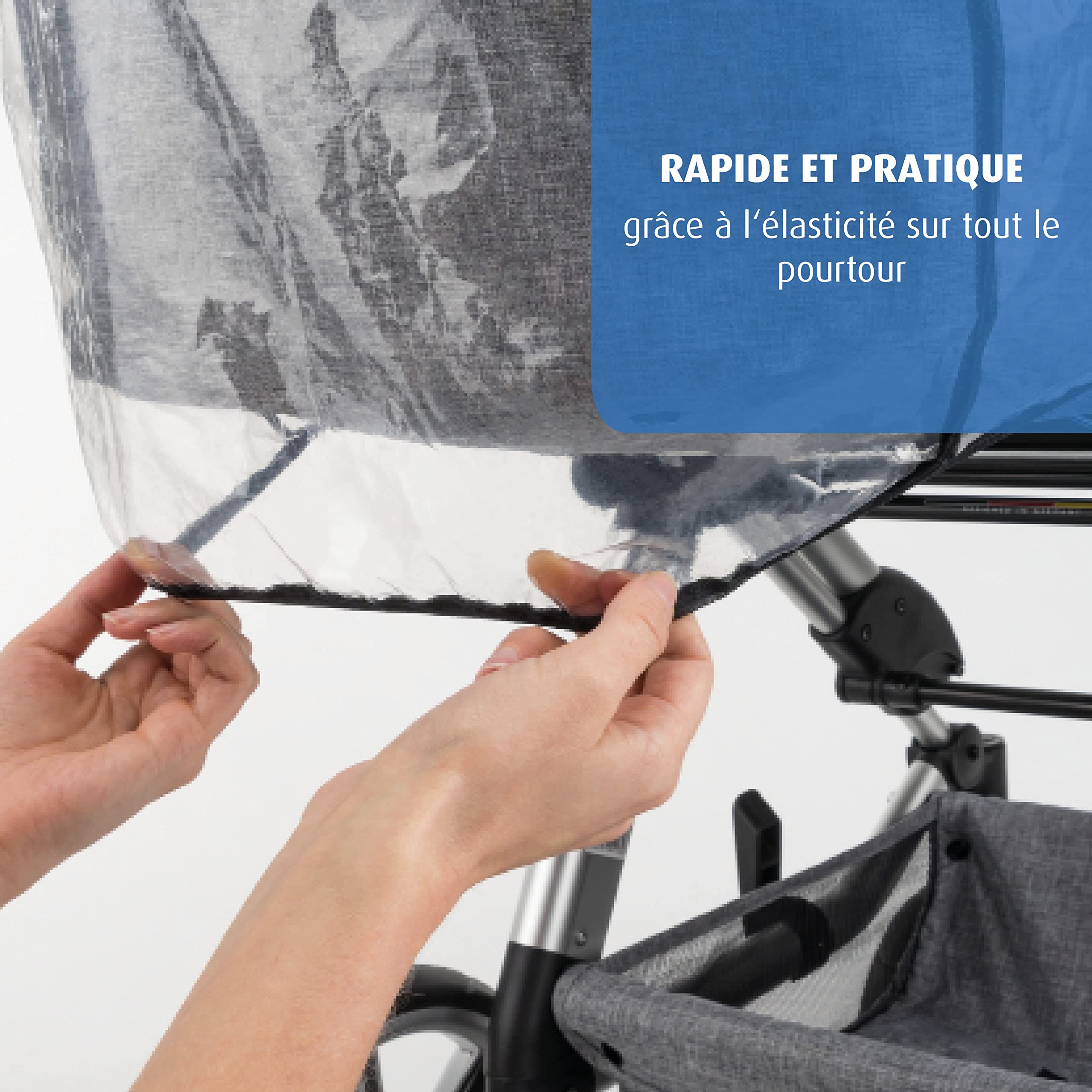 Reer RainCover Classic + pokrowiec przeciwdeszczowy, do wózka dziecięcego kombi z zamkiem błyskawicznym, 1 sztuka (1 opakowanie)