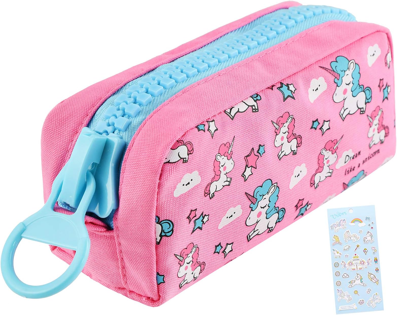 Unicorn Cute Pencil Case for Girls, Kids Makeup Bag and Pencil Bags with Large Zipper, Pen Pencil Pouch for School/Office, Pen Box Case Desk Stationery Organizer