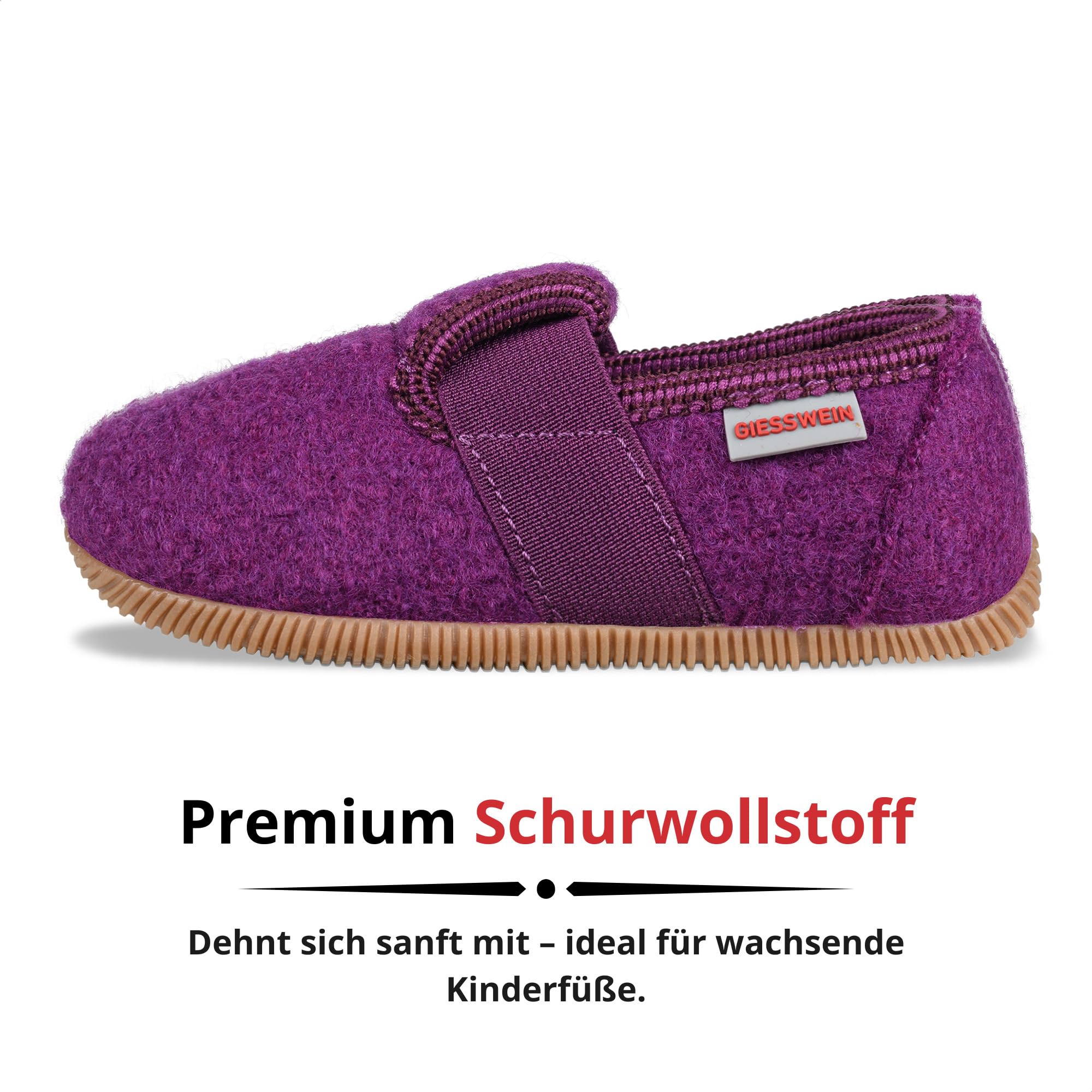 Giesswein Pantoufles Weidach - Chaussons en Feutre Chauds pour Filles et garçons, Chaussons antidérapants à lanière élastique