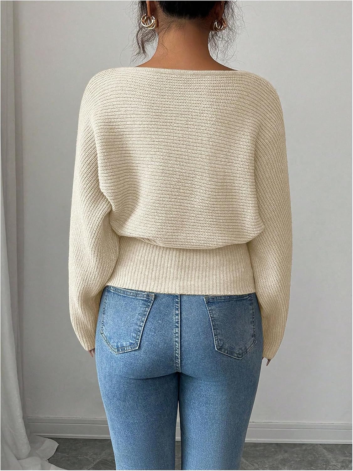 MakeMeChic Women's Long Sleeve Boat Neck Sweater Fitted Winter Business Pullovers Knit Top - Image 3
