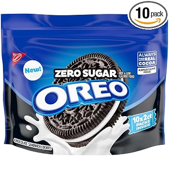 OREO Zero Sugar Chocolate Sandwich Cookies, 10 Snack Packs 2 Cookies Per Pack