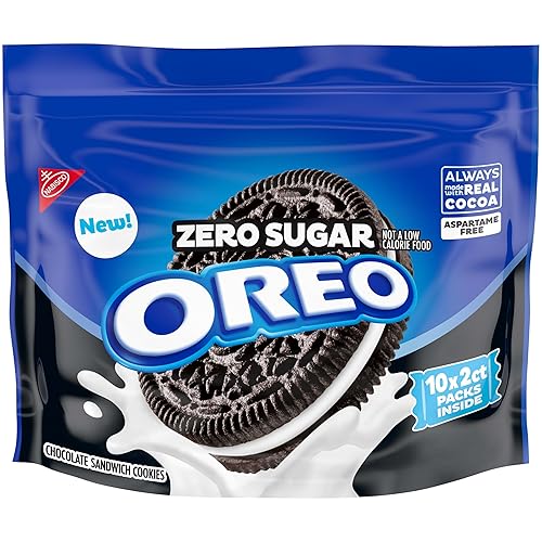 OREO Zero Sugar Chocolate Sandwich Cookies, 10 Snack Packs (2 Cookies Per Pack)