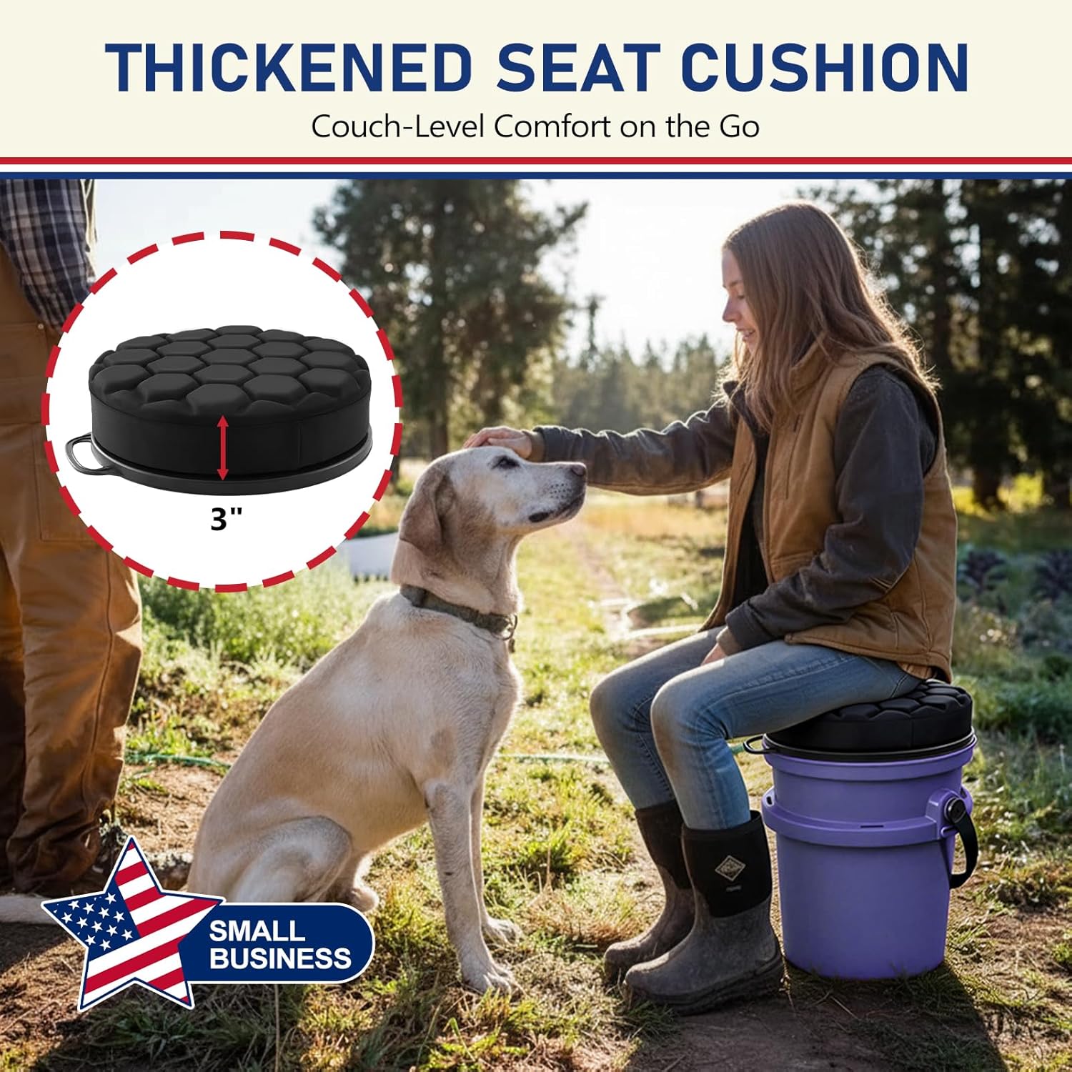 5 Gallon Bucket Seat for Yeti Loadout Bucket Only, 3" Thickened Foam Cushion, 360°Swivel Seats with Hang-It Hook, Seat lid for Dove Duck Hunting, Ice Fishing, Baseball, Camping, Gardening
