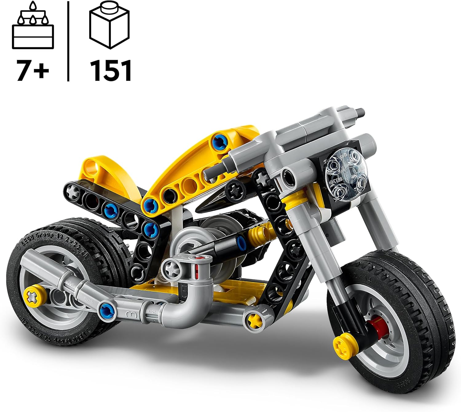 Lego 42225 Technic, Yellow Motorcycle Toy, Birthday Gift, Blocks, Education, Boys, Girls, Children, 7, 8, 9, Elementary School, Vehicle, Bike Game
