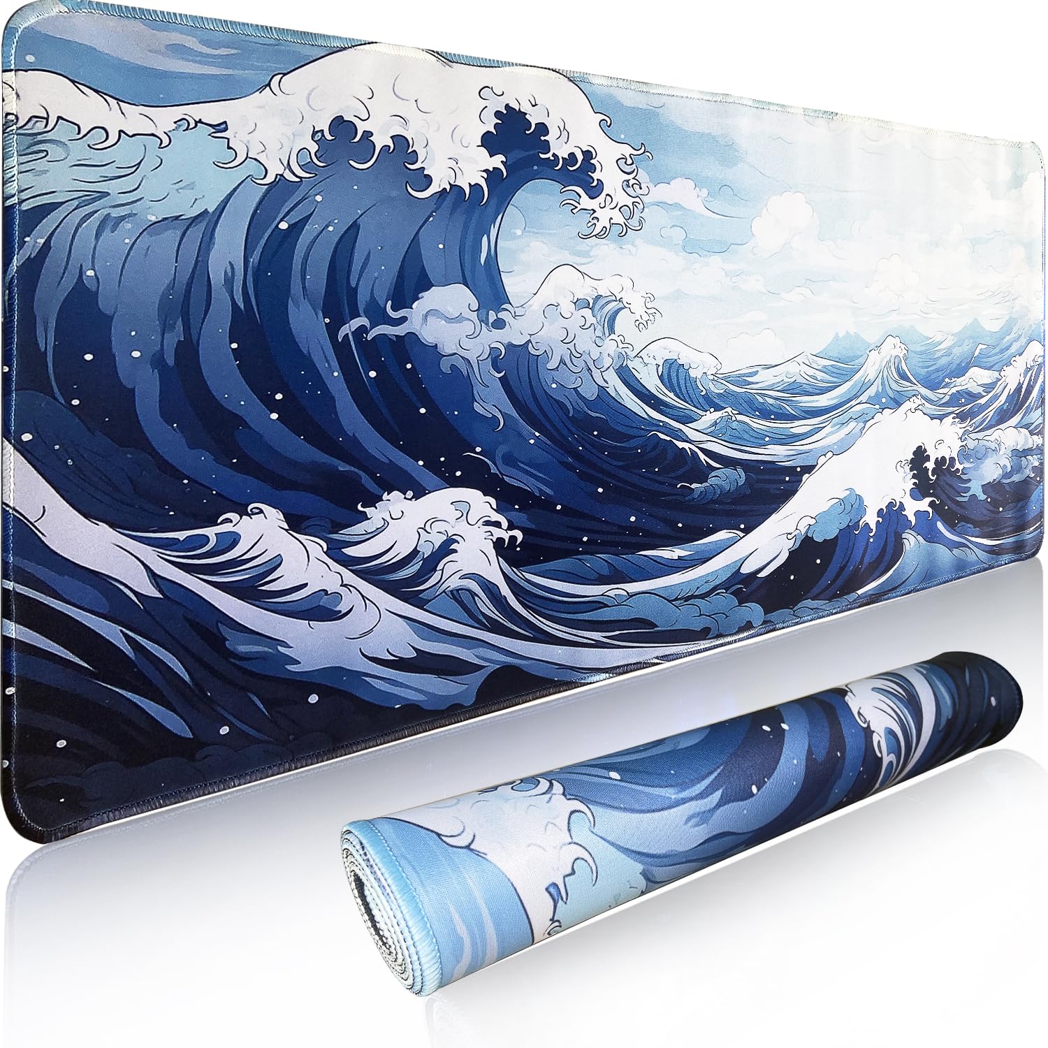 GEGEBOOM Gaming Mouse Pad XL XXL with World Map(31.5 x 11.8in), Desk Mat&Large Mouse Pad Keyboard Mat 2MM Anti Slip and Waterproof Rubber Mouse Pad(