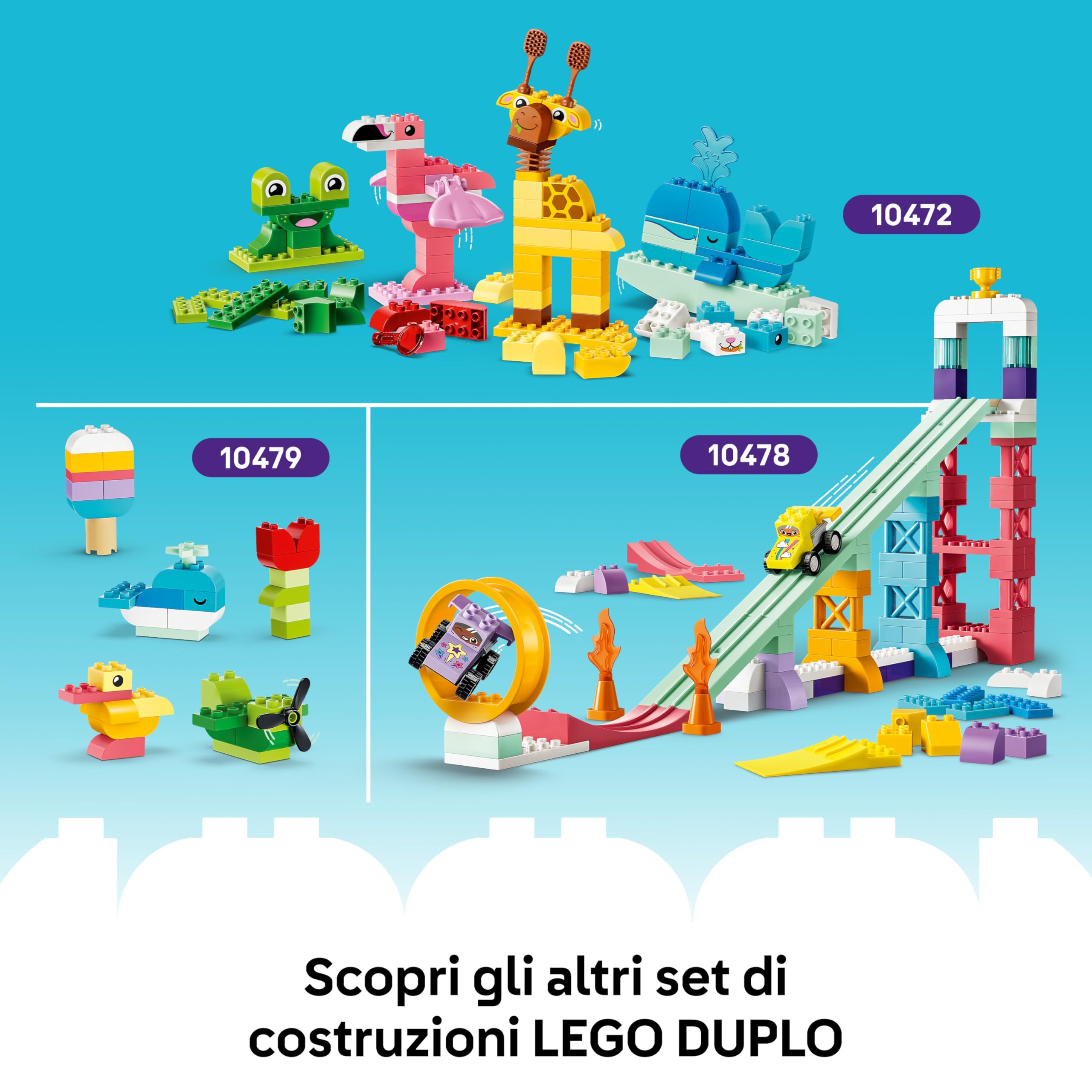 LEGO DUPLO Foresta Esplorativa con Animali Selvatici - Giochi Didattici per i Piccoli - Set Montessori con Figure di Animali, Alberi e Tappeto da Gioco - Regalo per Bambini e Bambine da 3 Anni - 10480