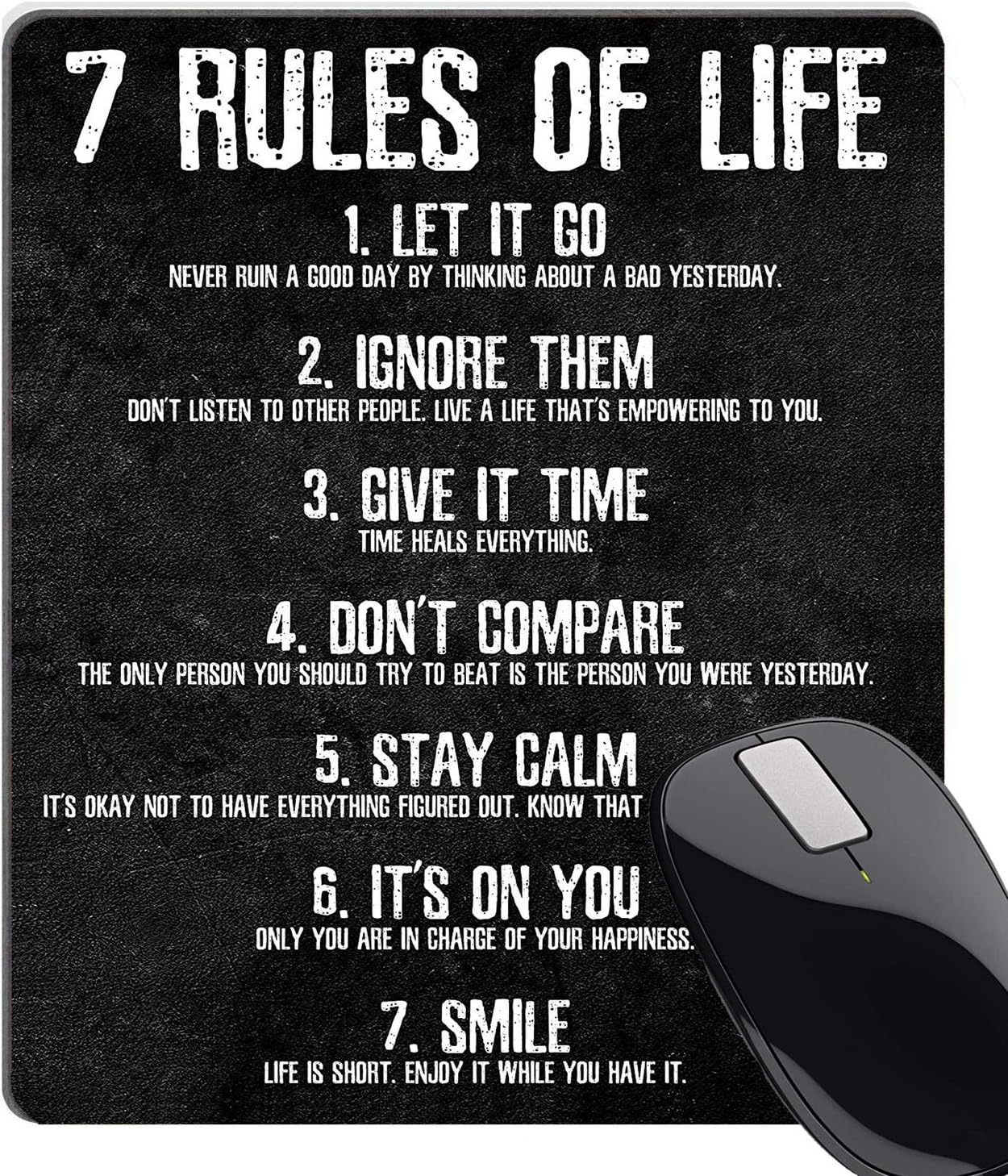 7 Rules of Life Motivational Quotes Mouse Pad, 240mmX200mmX3mm