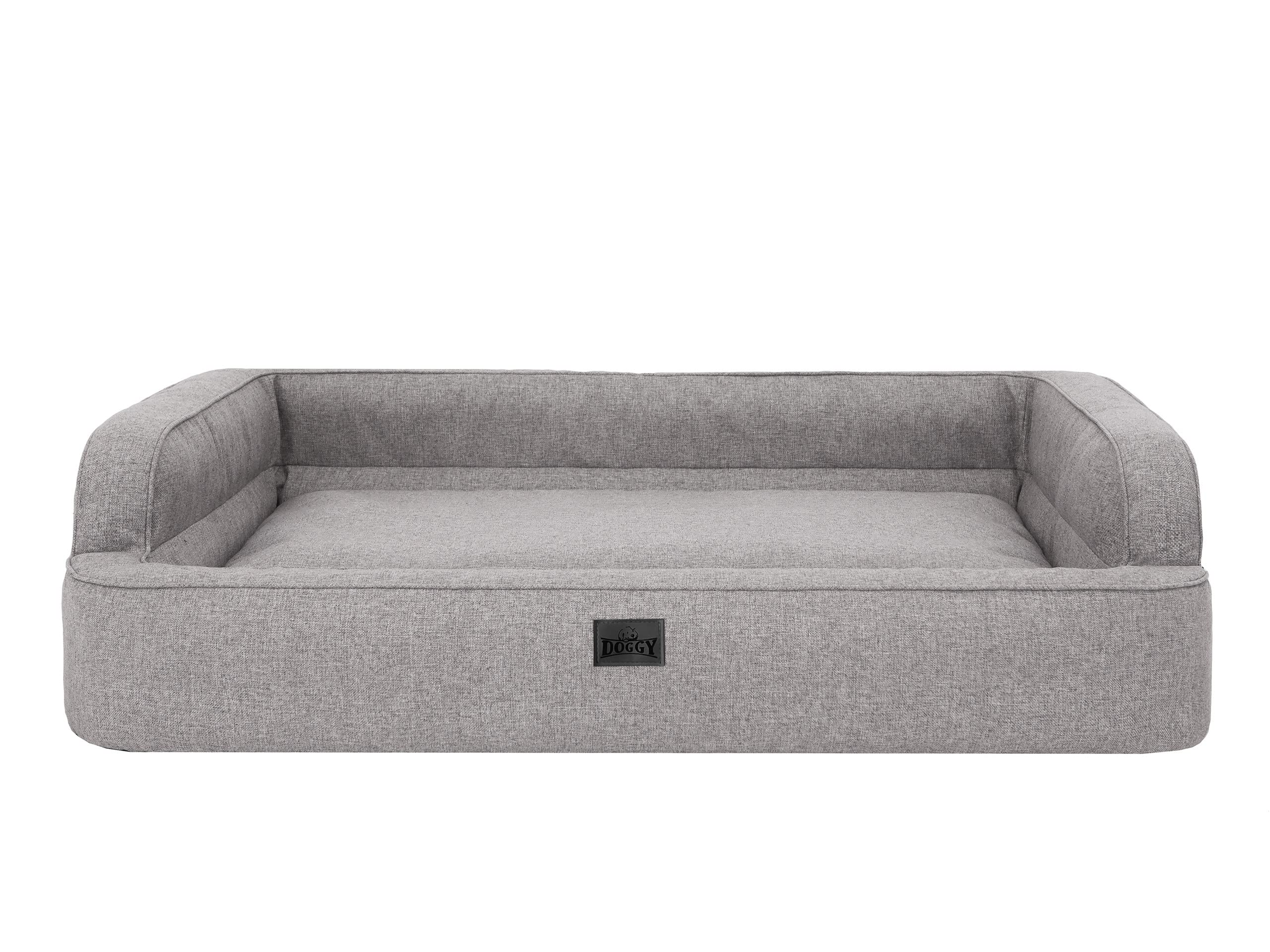 DOGGY Cama para perros, cama para gatos, sofá para perros, funda extraíble, cesta para perros, muebles para mascotas, cama para perros, cama para dormir, XXL: 117 x 79 cm, gris