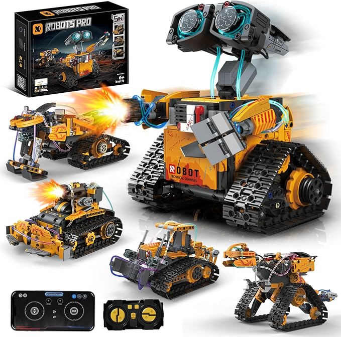 Building Toys STEM Robot Kit，5 in 1 Remote & APP Controlled Building Set，DIY Educational Building Blocks Set ，Educational Gift for Boys Girls Age 6 7 8 9 10 11 12 13 14+ Year Old