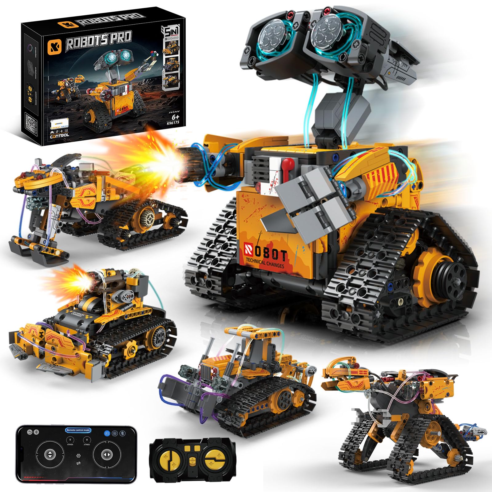 Kit De Robot 5 En 1 Programable Con App Y Mando A Distancia – Juguete STEM De Construcción Para Niños De 6 A 12 Años, Modelos: Moto, Dinosaurio, Robot, Tanque Y Vehículo