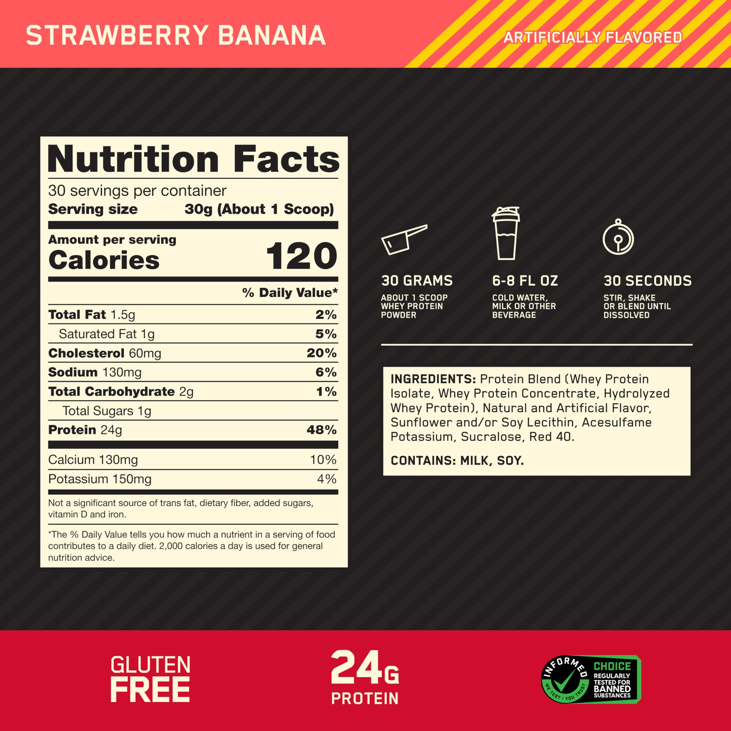 Optimum Nutrition Gold Standard Whey Protein Powder, Strawberry Banana, 2LB — Amazon image 3