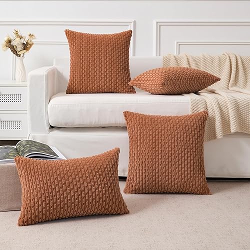 Vista 69 de Kevin Textile - Juego de 2 fundas decorativas para cojines, de pana y con moderno estilo campestre bohemio a rayas para decorar hogar, sofá, cama