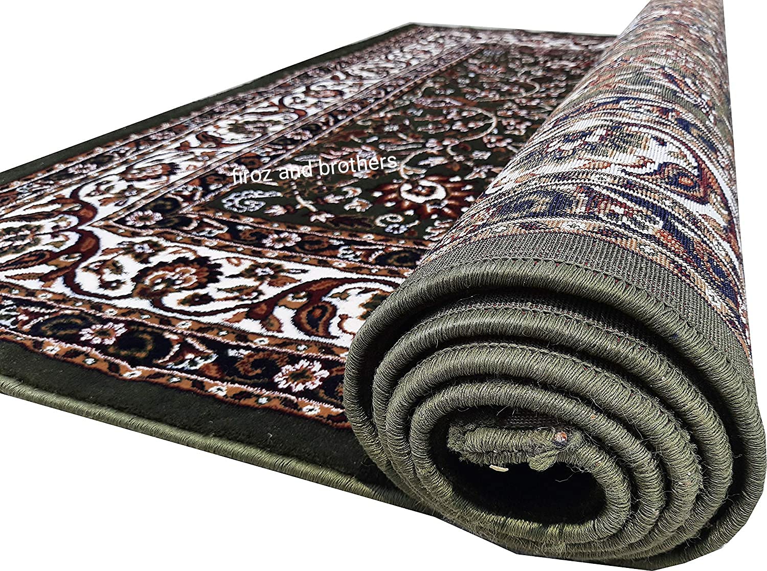 F & B RUGS ; SUPERIOR QUALITY PRODUCTS Carpet Floral Persian Carpet Anti Skid (Green, Silk, 6x9 Feet)