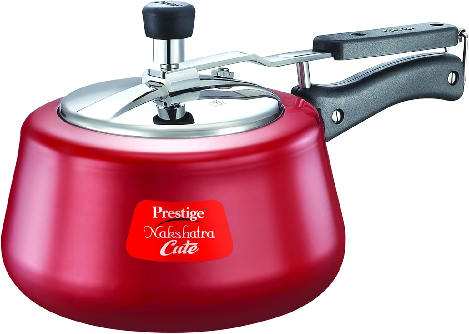 Prestige Nakshatra Cute Aluminium Pressure Cooker, 5 Litres, Red