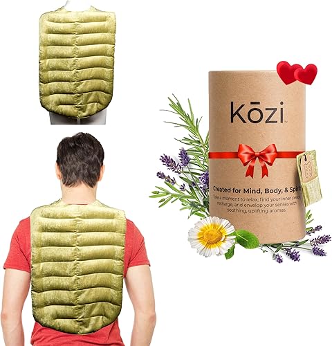 Kozi Almohadilla térmica con peso para microondas, para aromaterapia caliente y fría, para cuello y espalda, calor húmedo para calambres, músculos,