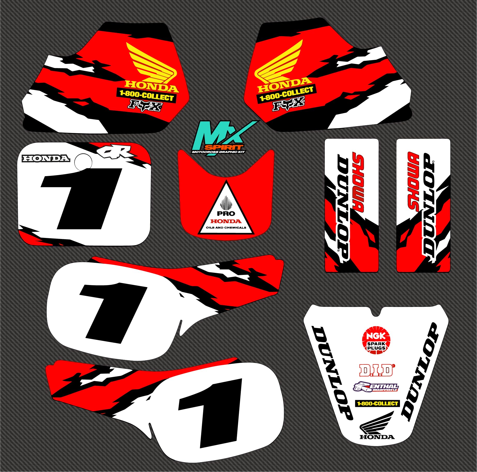 Kit déco moto cross pour QR50 Replica 1994 autocollant complet