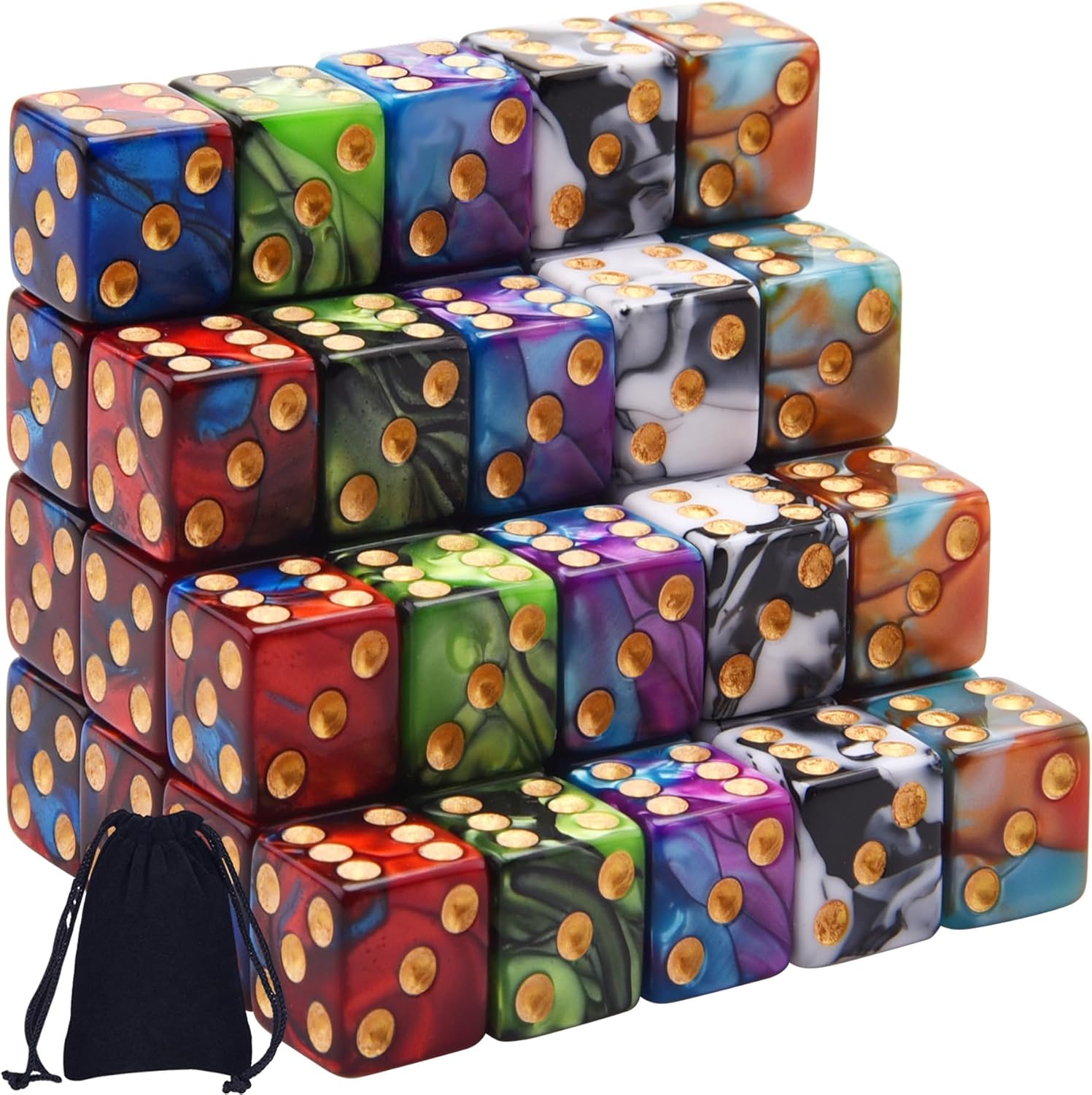 AUSTOR 50 Pieces Dice Set 6 Sided Game Dice 5 Two Tone