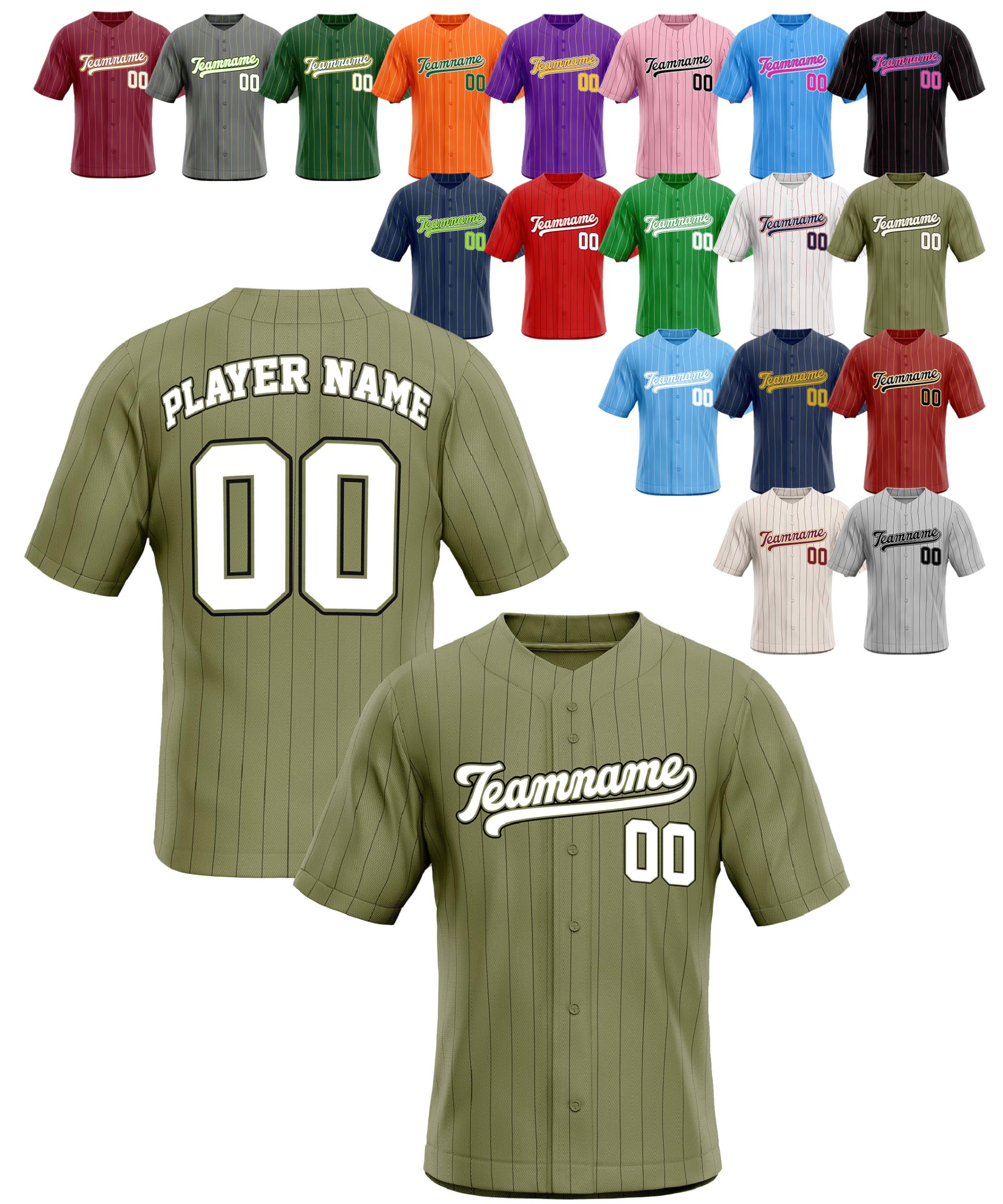 Custom Stripe Baseball Jerseys - Personalized Pinstripe Team Uniforms for Men, Women, Boys, Girls - Add Your Name, Number, Logo - Customized Baseball Shirts for Sports Fans, Teams, Events, Gifts