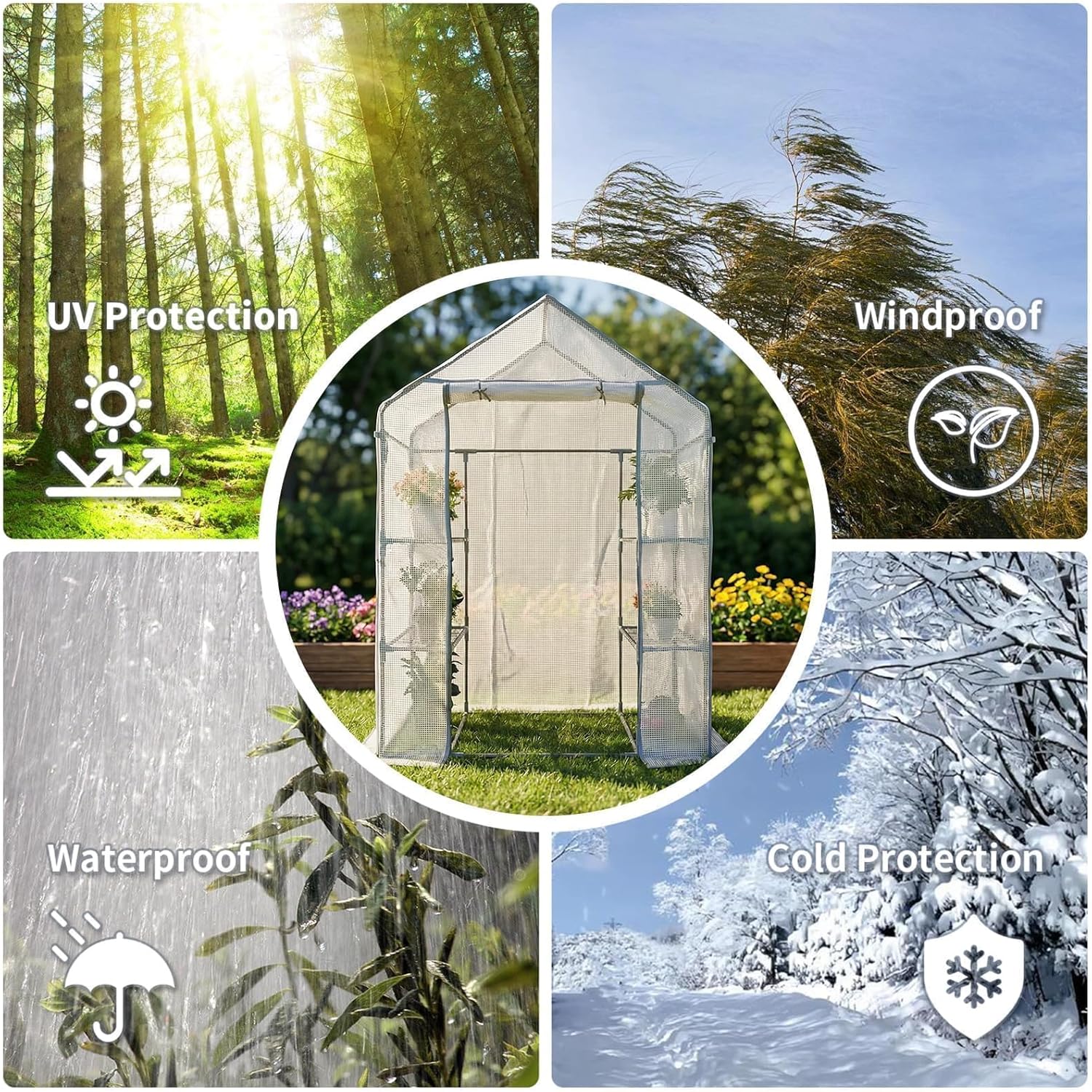 Walk-in Greenhouse 55*29*77in - Heavy Duty Outdoor Plant Shelter with Steel Frame & Durable PE Cover, Easy Assembly Garden Greenhouses for Patio/Lawn to Protect Plants from Frost & Rain