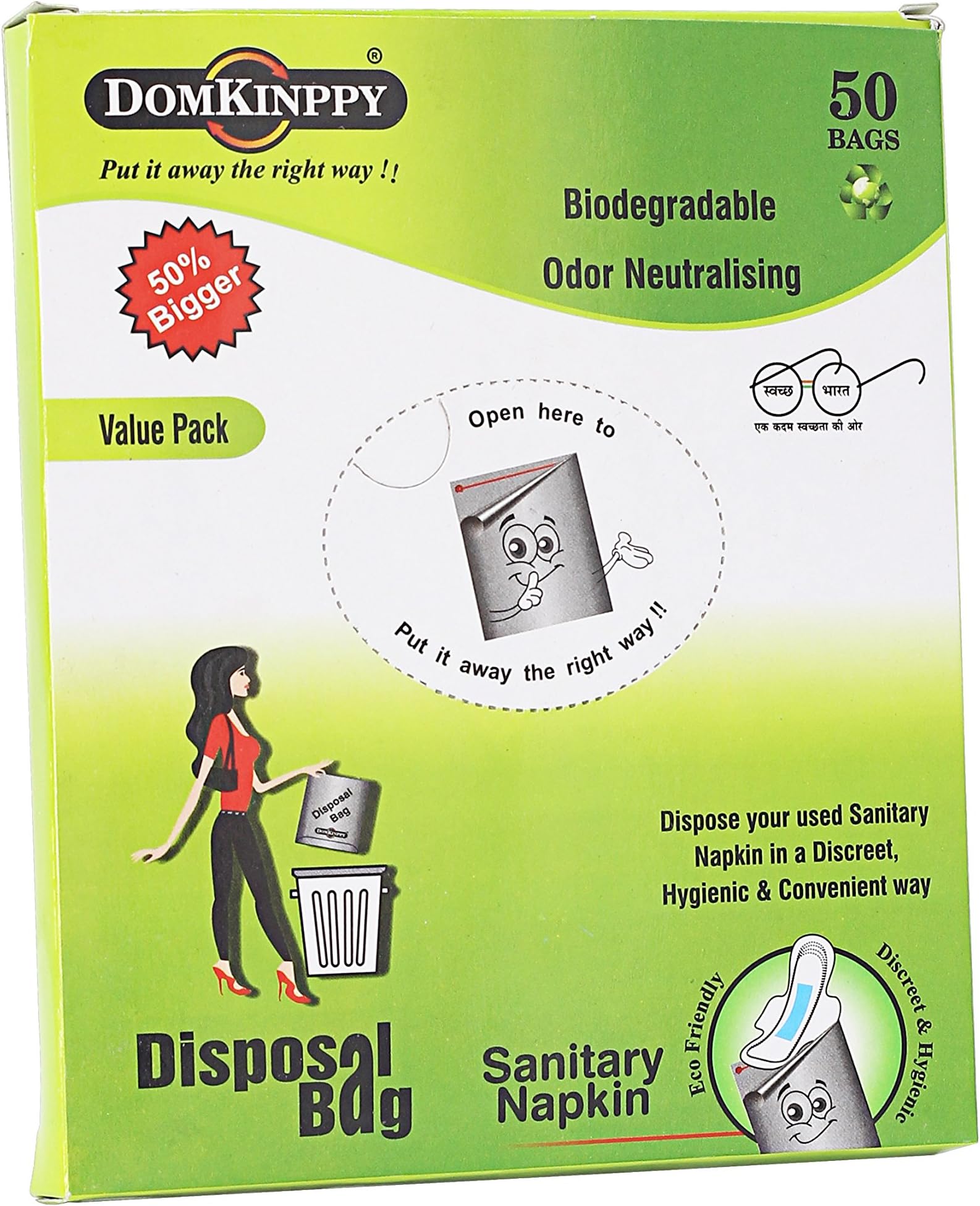 DOMKINPPY Sanitary Napkin Disposal Bag- Pack of 50