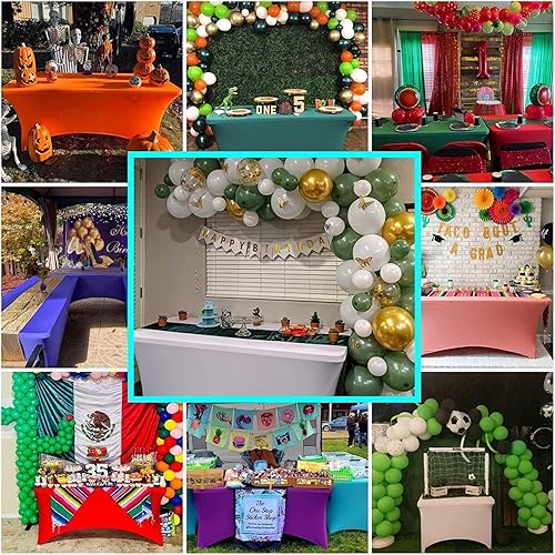 Miniatura 6 de IVAPUPU Paquete de 2 manteles de 4 pies para eventos rectangulares, elásticos, color fucsia, lavable, protector de mesa de elastano para fiestas,