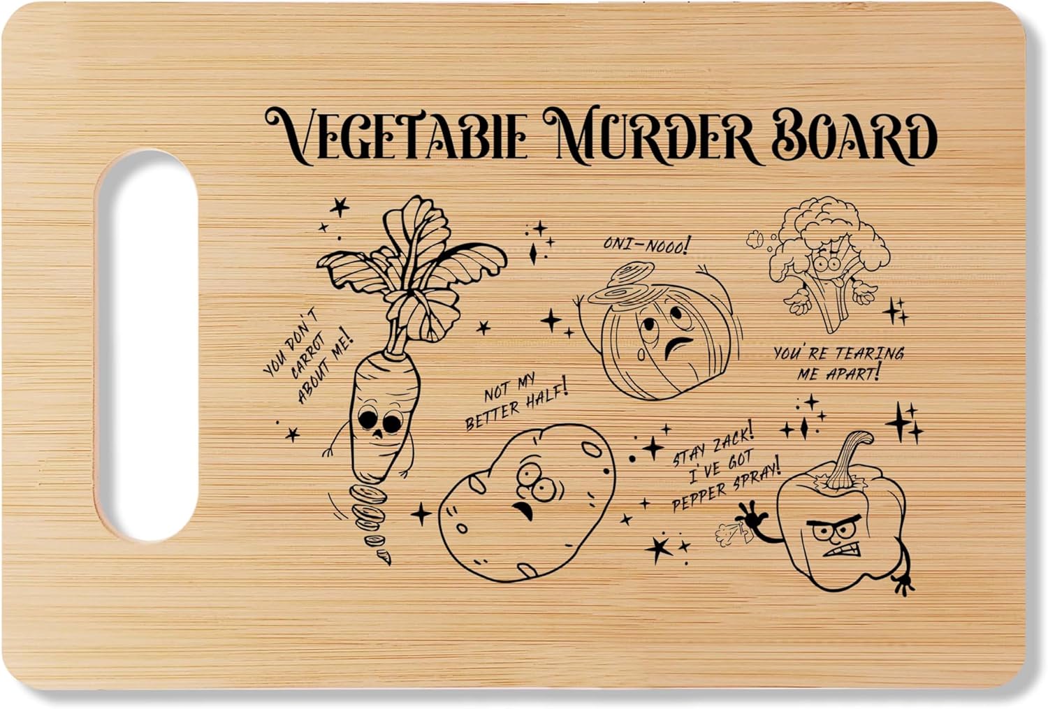 Funny Bamboo Cutting Board Gift, Funny Vegetable Murder Board Farmhouse Home Kitchen Decor, Thanksgiving Christmas Gifts Ideas For Friends Sisters Coworkers -10