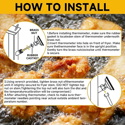Miniatura 8 de Termómetro de freidora 5070 mejorado de repuesto para freidoras Bayou de 2.549 galones, termómetro de aceite de 50-400 F con cuerpo de acero