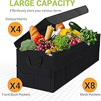 Vista 6 de MIU COLOR Trunk Organizer with Lid, 72L Large Capacity Car Organizer, 12 Pockets with Non-Slip Bottom, Collapsible 3 Compartments Car Storage