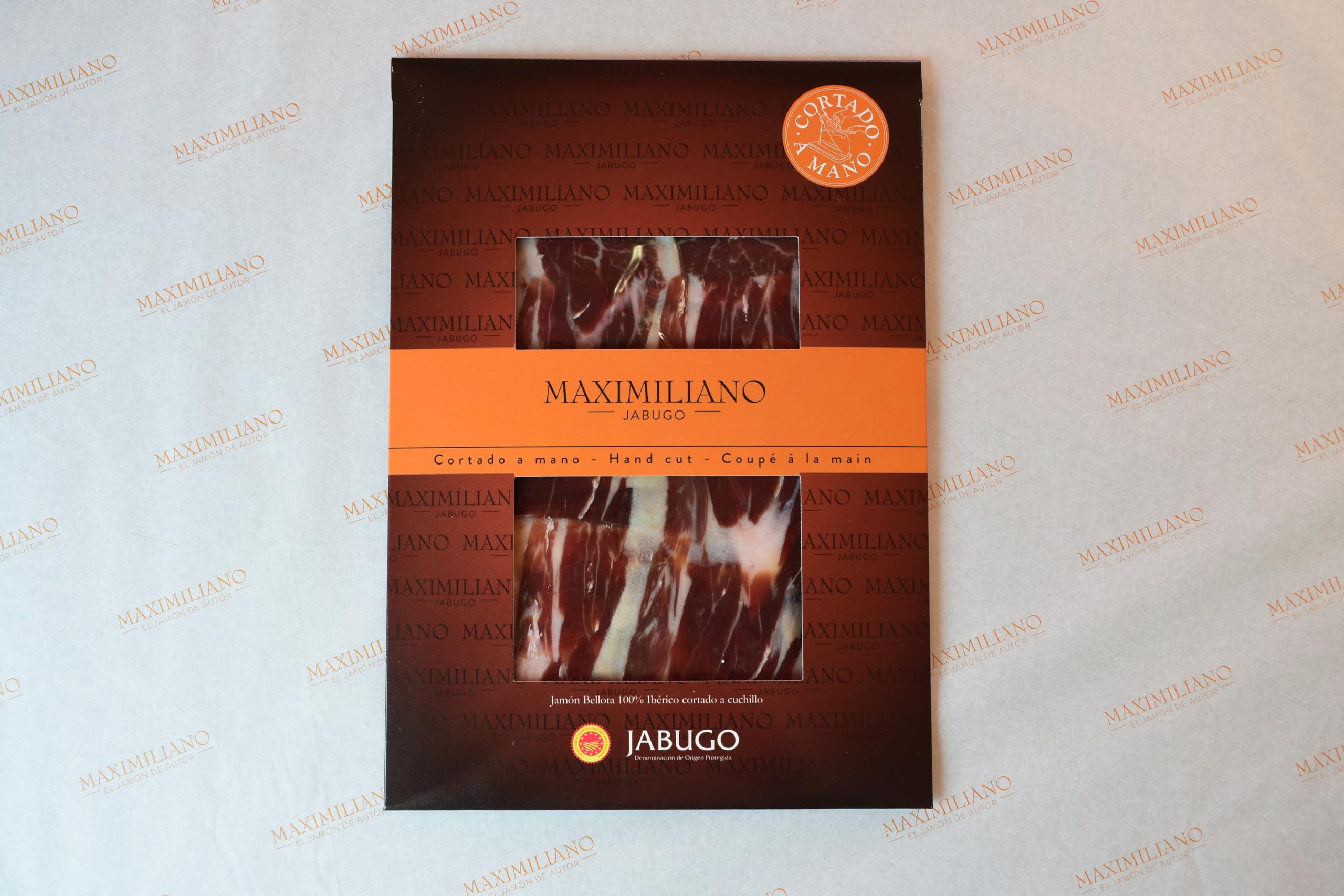 Maximiliano Jabugo - Jamón MXM D.O.P Jabugo Bellota - Jamón 100% Ibérico - 28 Estuches 80 gr + 2 Estuches 100 gr - Cortado a Mano - Curación 30 Meses - Crianza en Libertad