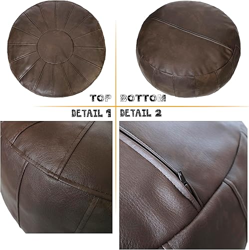 Miniatura 15 de Thgonwid Funda de puf otomano marroquí sin relleno, solución de almacenamiento para reposapiés otomano, silla puf, reposapiés, color negro Negro