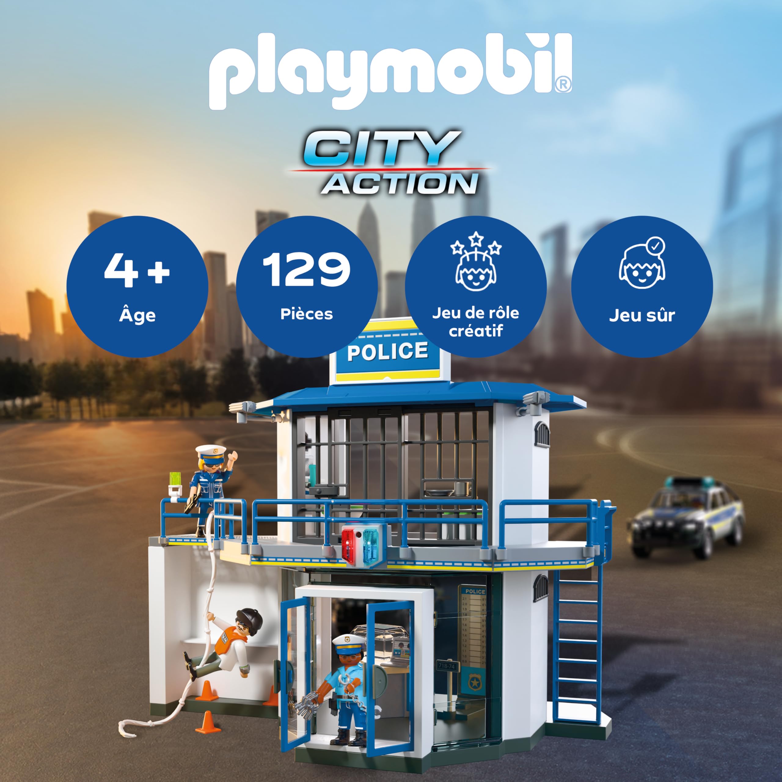 Playmobil | Action Heroes | Poste de Police avec Local de Recherche | Jouet de Police Plein d'action | avec de Nombreux détails passionnants | pour Enfants à partir de 4 Ans | 71874